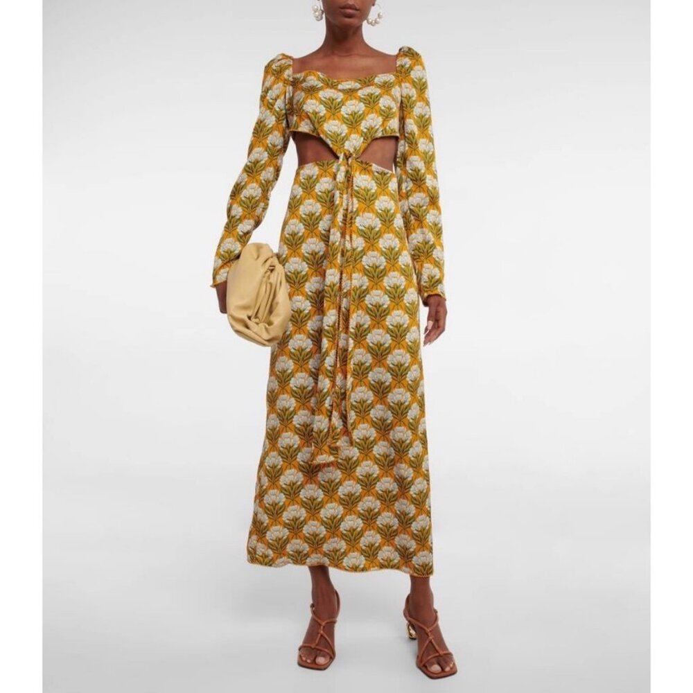 Agua by Agua Bendita Cuarzo Semilla Otoño Cutout Midi Dress